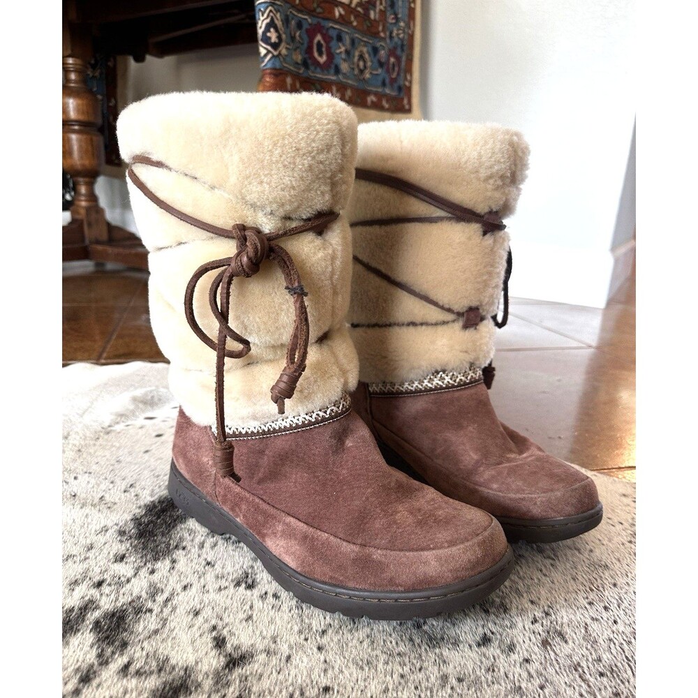 UGG Snow Boots Waterproof Maxie Chalet Suede Leather Sz 9 Après Ski Scandi Cozy